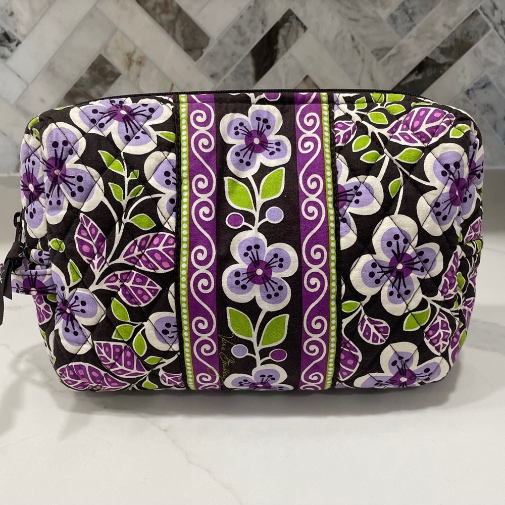 Vera Bradley Purple and Green Floral Cosmetic Bag